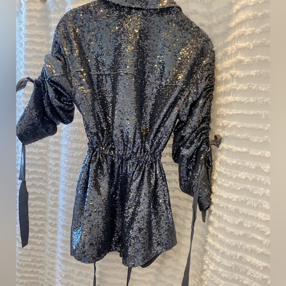 Cinq a Sept Sequin Mathi Gunmetal Blazer - Picture 12 of 17